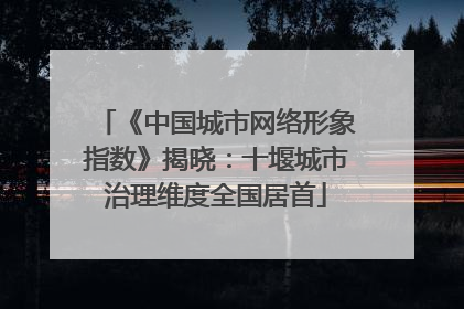 《中国城市网络形象指数》揭晓：十堰城市治理维度全国居首