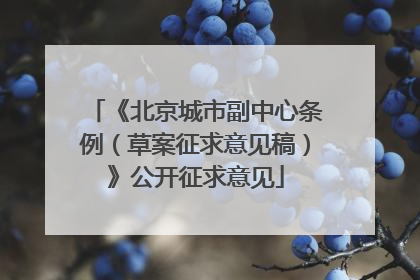 《北京城市副中心条例（草案征求意见稿）》公开征求意见