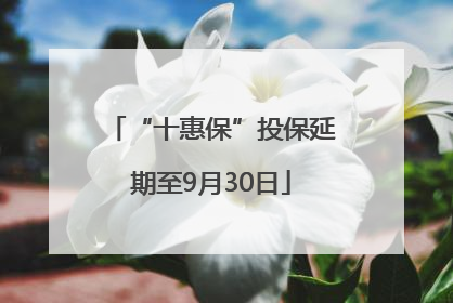“十惠保”投保延期至9月30日