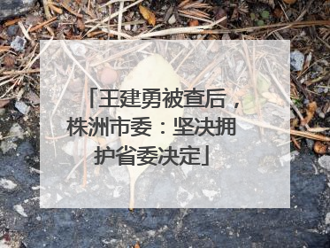 王建勇被查后，株洲市委：坚决拥护省委决定