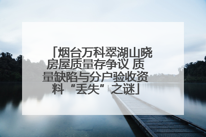 烟台万科翠湖山晓房屋质量存争议 质量缺陷与分户验收资料“丢失”之谜