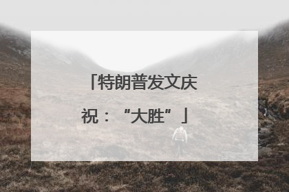 特朗普发文庆祝：“大胜”