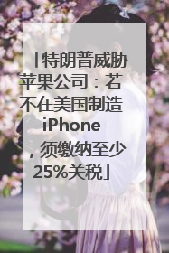 特朗普威胁苹果公司：若不在美国制造iPhone，须缴纳至少25%关税