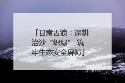 甘肃古浪：深耕治沙“织绿” 筑牢生态安全屏障