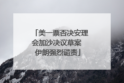 美一票否决安理会加沙决议草案 伊朗强烈谴责