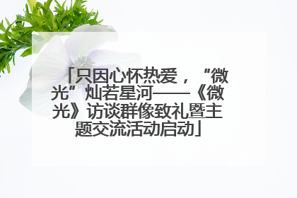 只因心怀热爱，“微光”灿若星河——《微光》访谈群像致礼暨主题交流活动启动