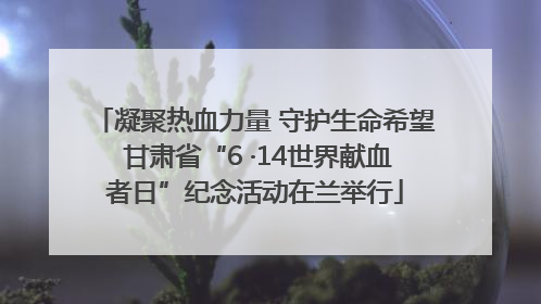 凝聚热血力量 守护生命希望 甘肃省“6 ·14世界献血者日”纪念活动在兰举行