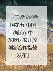 宁波位列全国第五 中国(城市)-中东欧国家开放创新合作指数发布