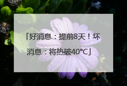 好消息：提前8天！坏消息：将热破40°C