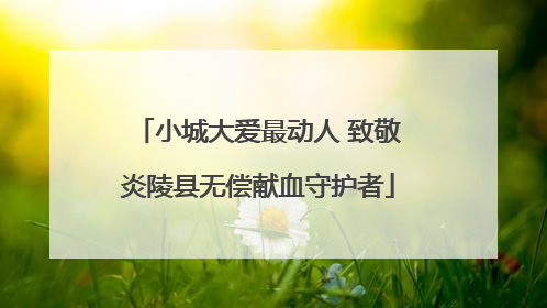 小城大爱最动人 致敬炎陵县无偿献血守护者