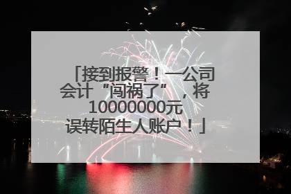 接到报警！一公司会计“闯祸了”，将10000000元误转陌生人账户！