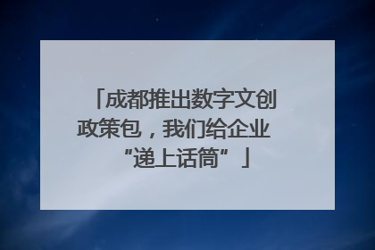 成都推出数字文创政策包，我们给企业“递上话筒”