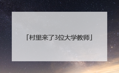 村里来了3位大学教师