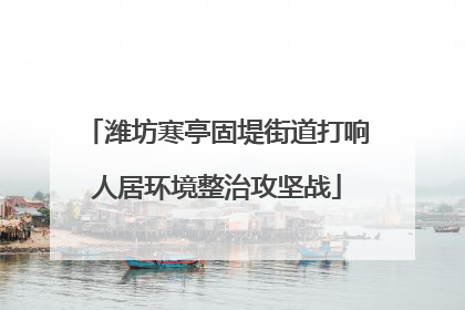 潍坊寒亭固堤街道打响人居环境整治攻坚战