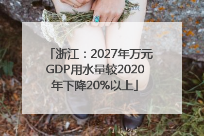 浙江：2027年万元GDP用水量较2020年下降20%以上