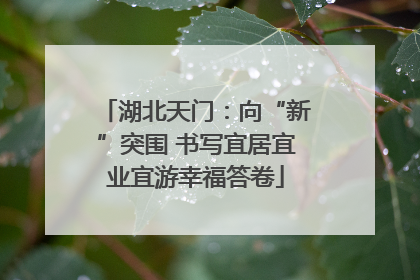 湖北天门：向“新”突围 书写宜居宜业宜游幸福答卷