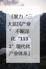聚力“三大富民产业” 不断深化“1131”现代化产业体系