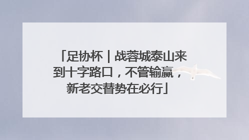 足协杯｜战蓉城泰山来到十字路口，不管输赢，新老交替势在必行