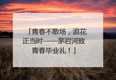 青春不散场，浪花正当时——茅岩河致青春毕业礼！