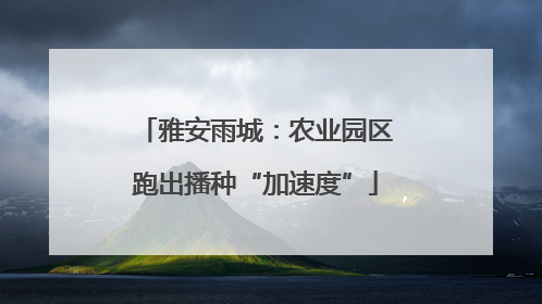 雅安雨城：农业园区跑出播种“加速度”