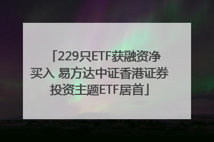 229只ETF获融资净买入 易方达中证香港证券投资主题ETF居首