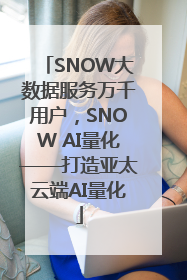 SNOW大数据服务万千用户，SNOW AI量化——打造亚太云端AI量化